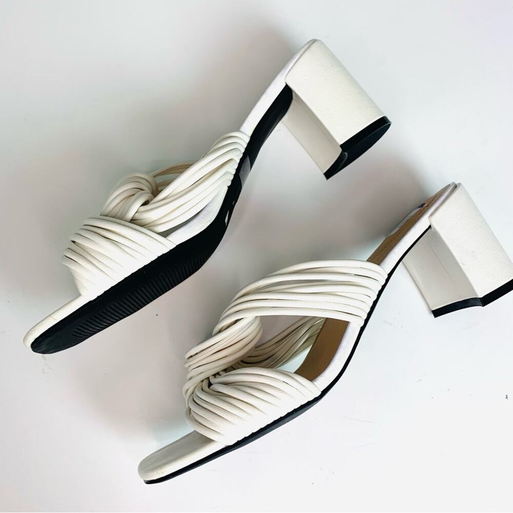 C Comfort White Twist Slide Heeled Sandals